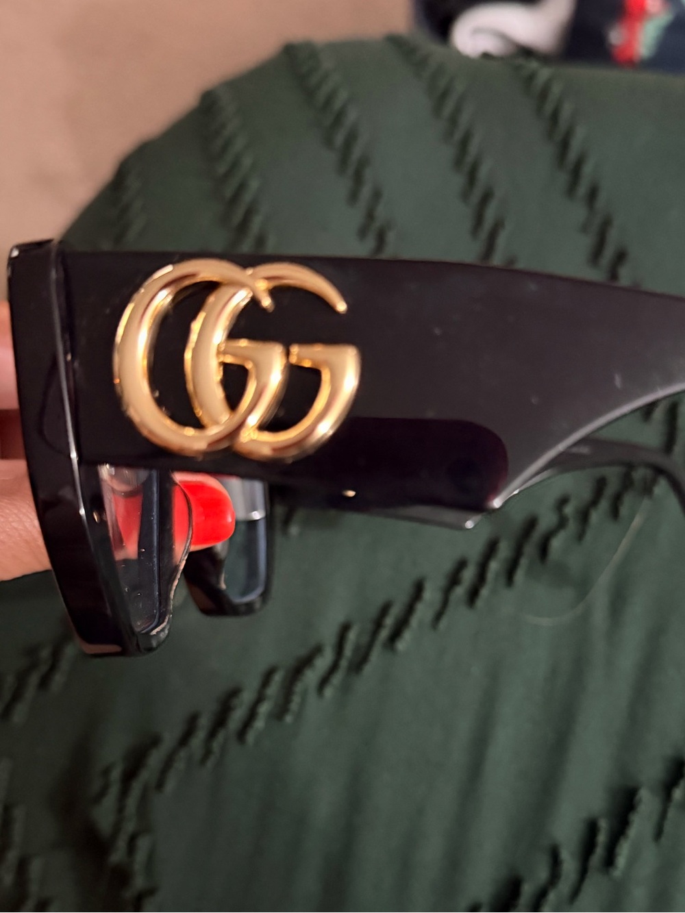 Gucci Black Sunglasses with Gold Double-G Accent